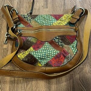 Colorful Patchwork Leather Fossil Crossbody Bag